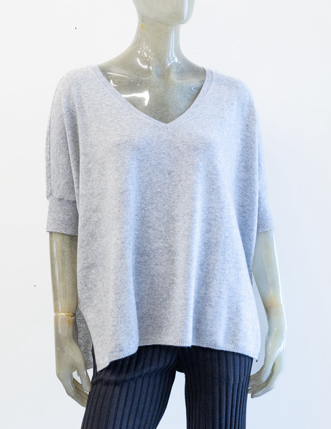 Minnie Rose Light Gray Cashmere Pullover Vest