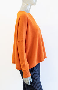 Minnie Rose Cashmere Crop Pullover Tangerine