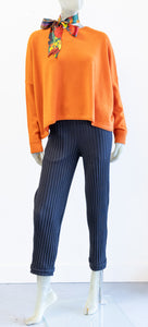 Minnie Rose Cashmere Crop Pullover Tangerine