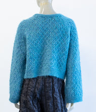 Load image into Gallery viewer, Cropped Turquoise Blue Sweater
