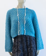 Load image into Gallery viewer, Cropped Turquoise Blue Sweater
