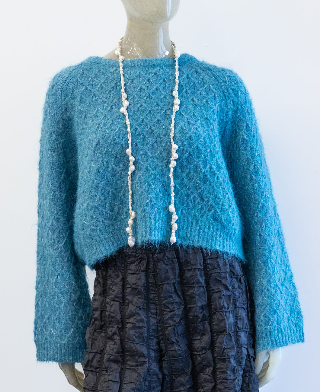 Cropped Turquoise Blue Sweater