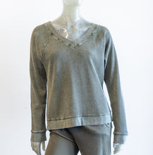 Load image into Gallery viewer, Mododoc Khaki Green Long Sleeve V Neck Top
