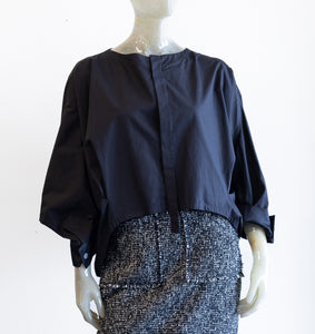 Moyuru Black Cotton Poplin Blouse