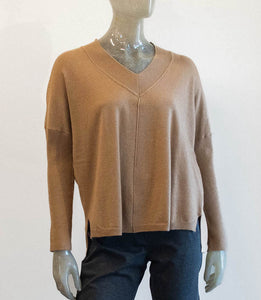 Lightweight Camel V-Neck Sweater