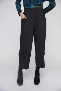 Liv Black Knit Side Pleat Pant