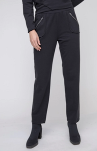 Liv Black Slim Cotton Zipper Pant