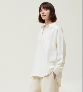 Creamy White Cotton Poplin Blouse